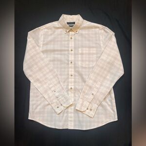Banana Republic Men's Cream Checkered Button-Down Shirt